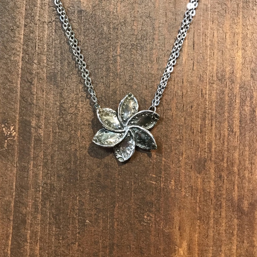 Silver Spoon flower necklace.